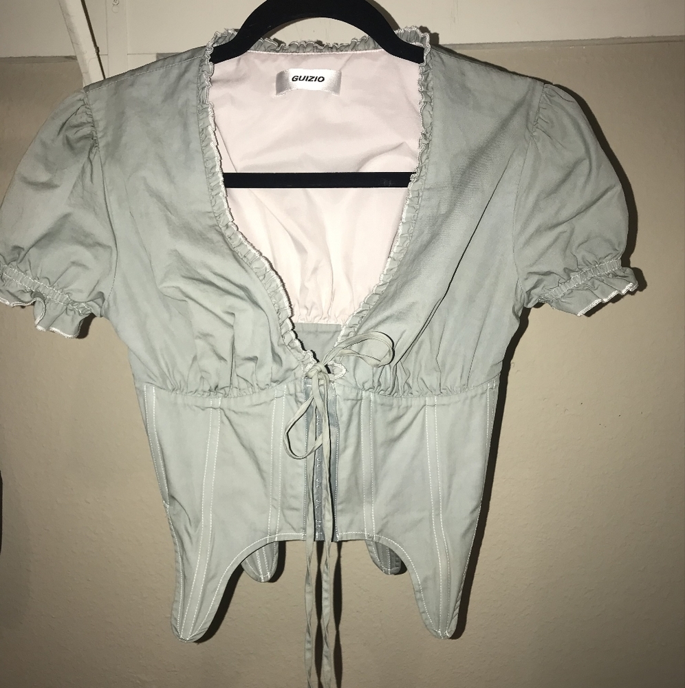 Danielle Guizio Full Sleeve Corset in Sage Size xs